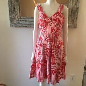 CALVIN KLEIN Red & White Retro Abstract Sleeveless